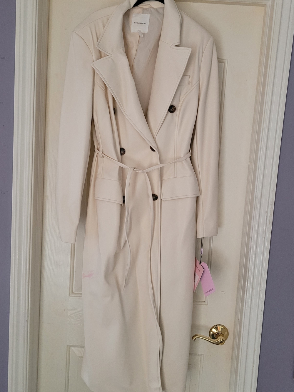 Vegan Long Trench Coat with Belt